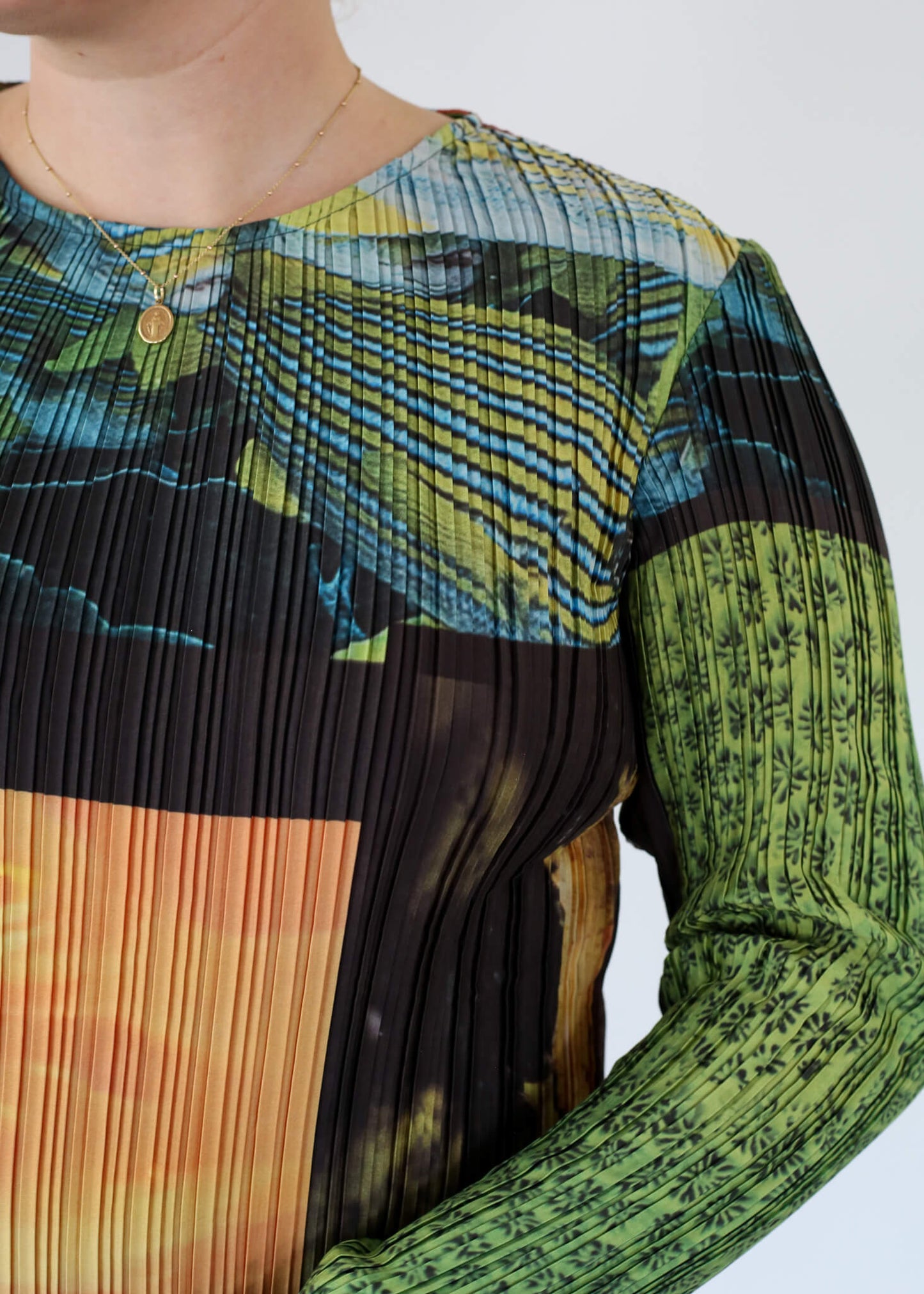 Box Pleat Long Sleeve Top
