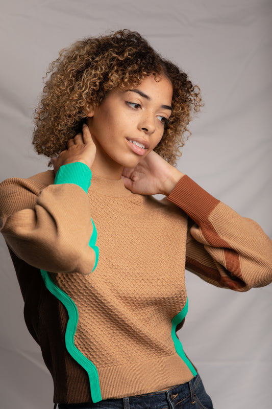 Emani Cashmere Wavy Sweater