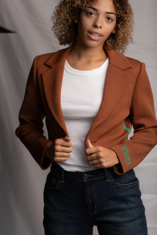 Isabella Cropped Brown Blazer