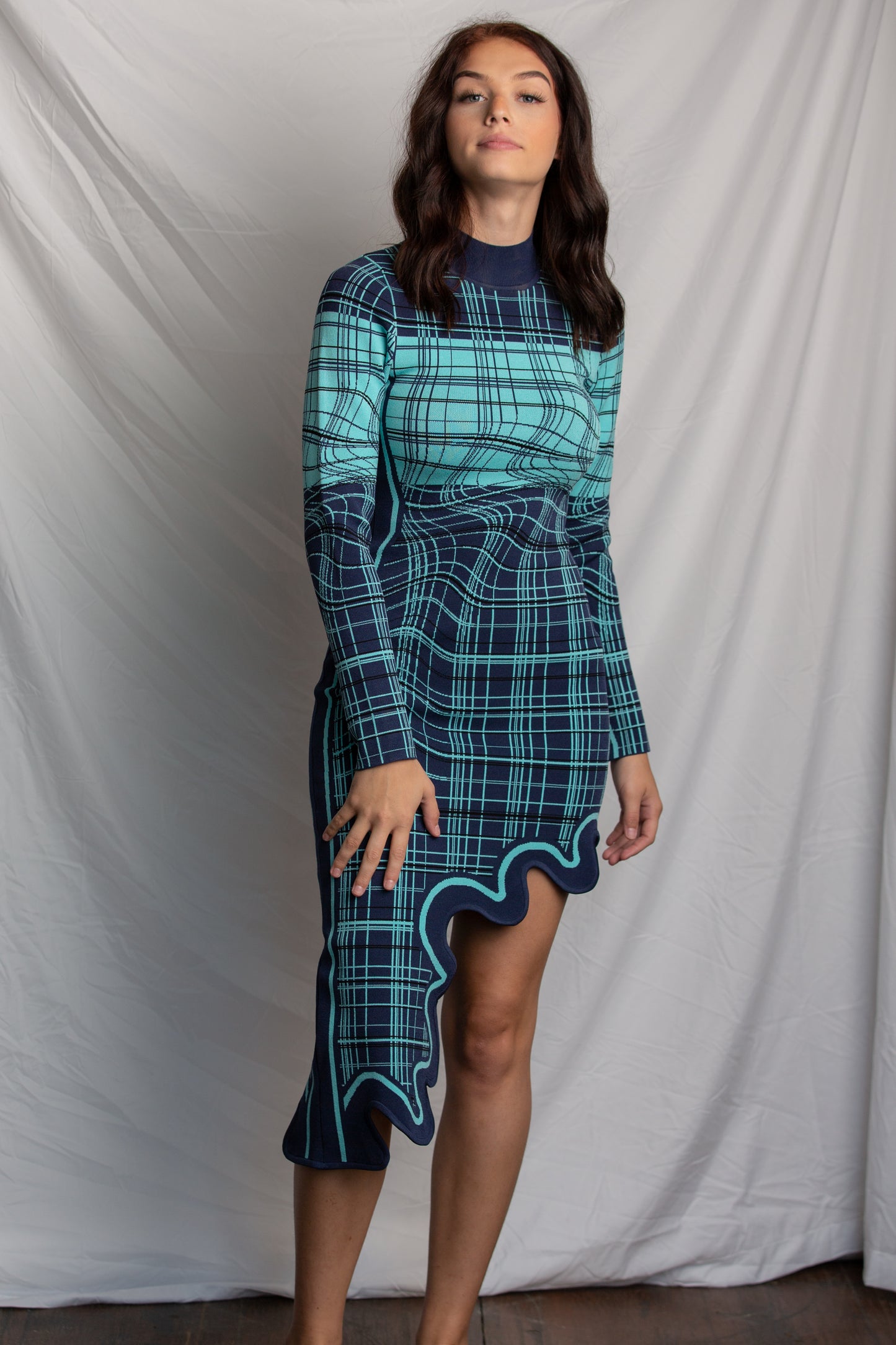 Evelyn Long Sleeve Wavy Dress