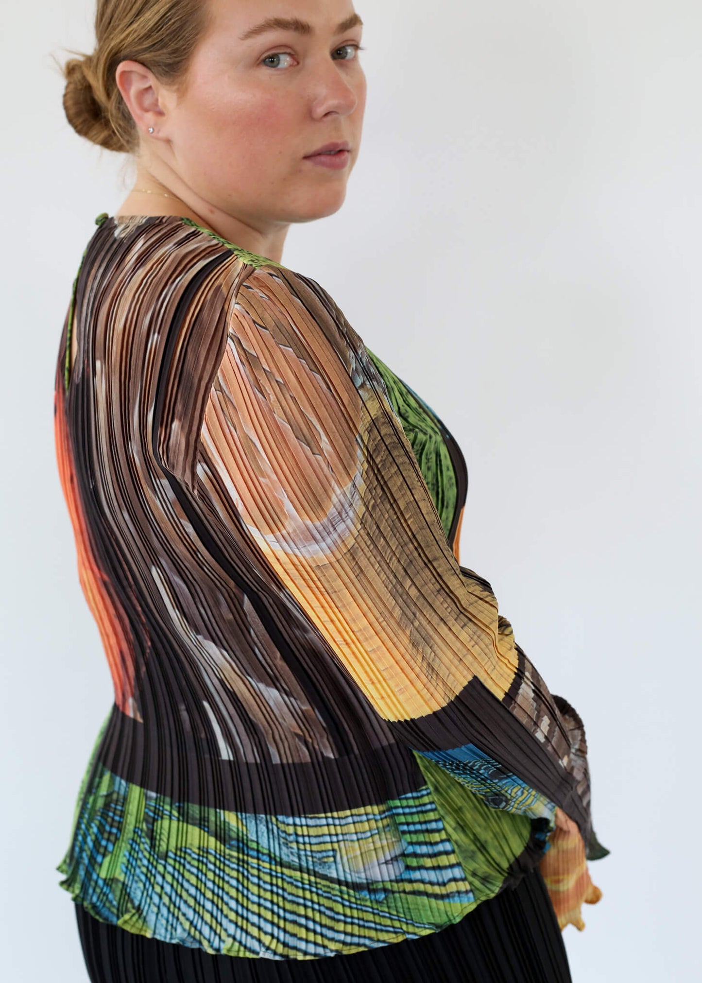 Box Pleat Long Sleeve Top